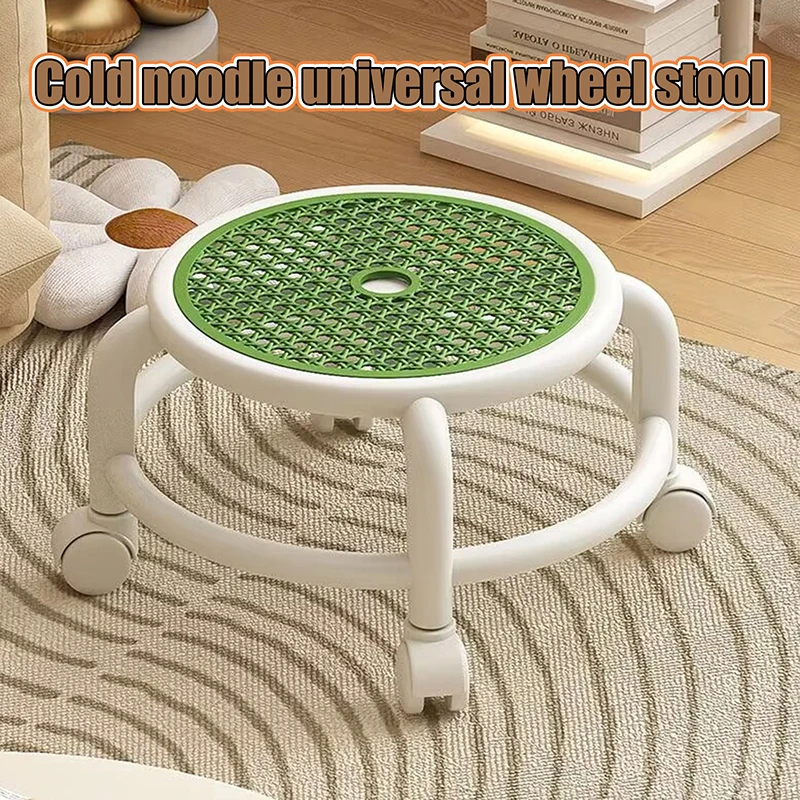 Universal Swivel Rolling Stool Round Low Small Grey Wheel Kids Adult Strong Capacity Practical Storage image 3