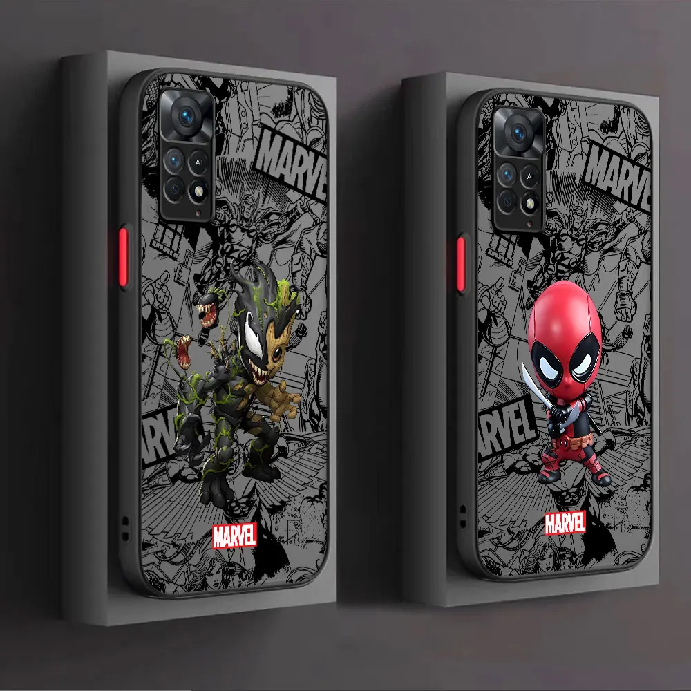 

Marvel Spiderman Groot Case for Xiaomi Redmi Note 9 10S 8 Pro 10 Pro 12 Pro 11S 9S 7 11T 8T 12 Pro Coque Shockproof Cover