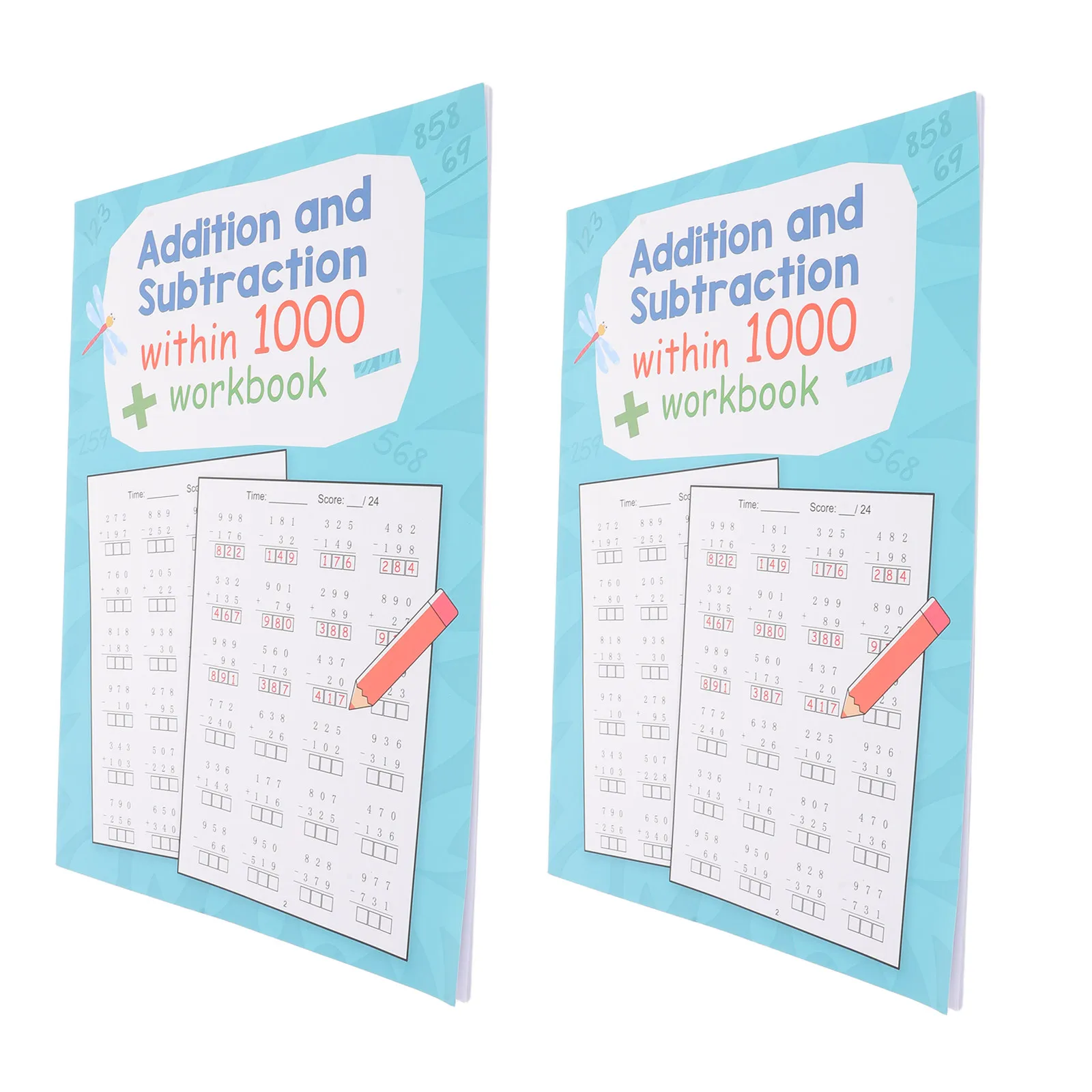 2 Books Math Workbook for Students Addition Subtraction Mixed Operations Practice Daily Math Worksheets Simple Arithmetic