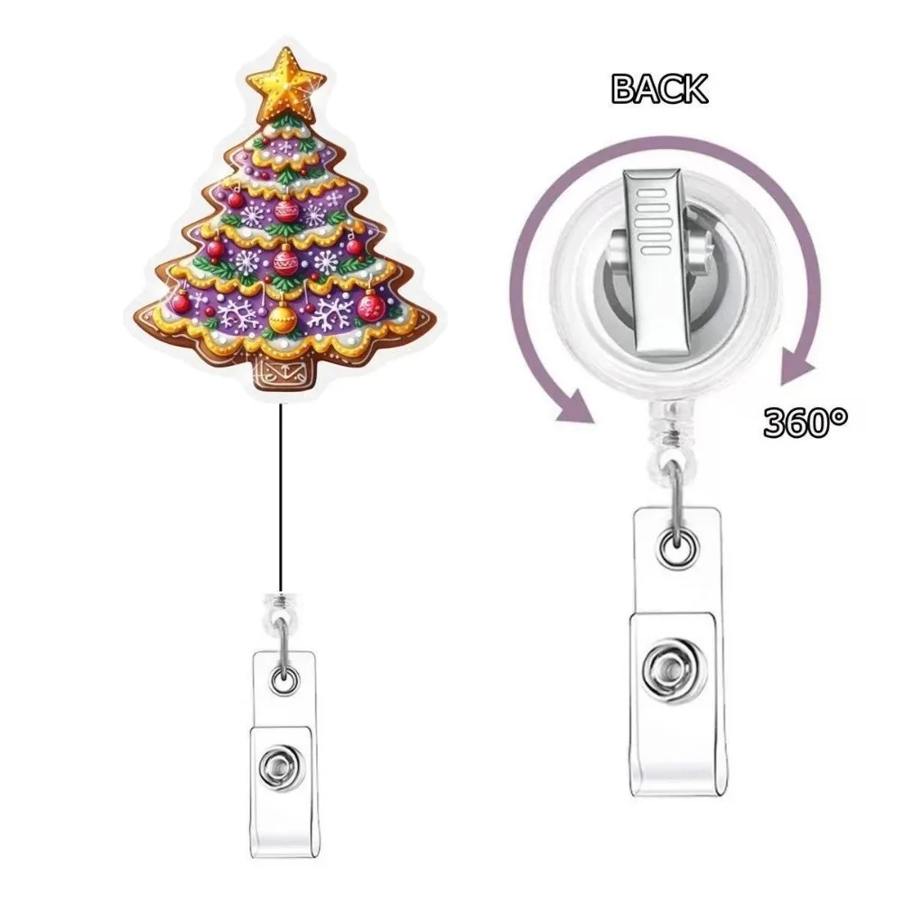 Pink Santa Christmas Badge Holder Santa Claus Christmas Tree Retractable Badge Reel Reindeer Retractable Badge Reel Office