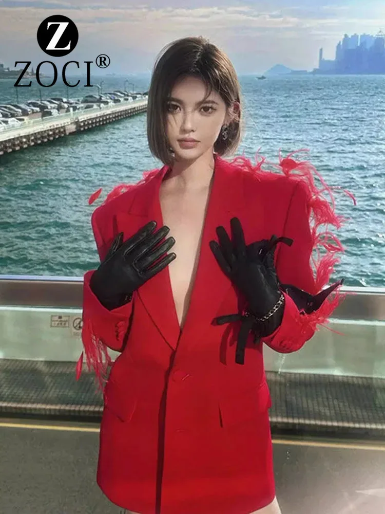 

[ZOCI] This Year, Beautiful Feather Suits Jackets Are Popular For Women's Clothing. The Design Is Unique Chic,