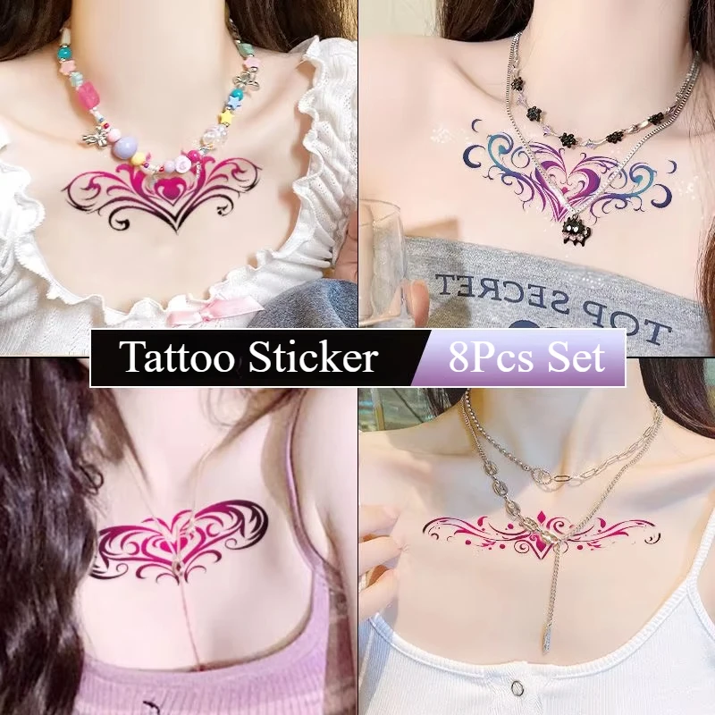 8Pcs Set Cartoon Succubus Temporary Tattoos Sexy Fake Tattoo for Woman Art Color Tattoo Stickers Waterproof Tatuajes Temporales