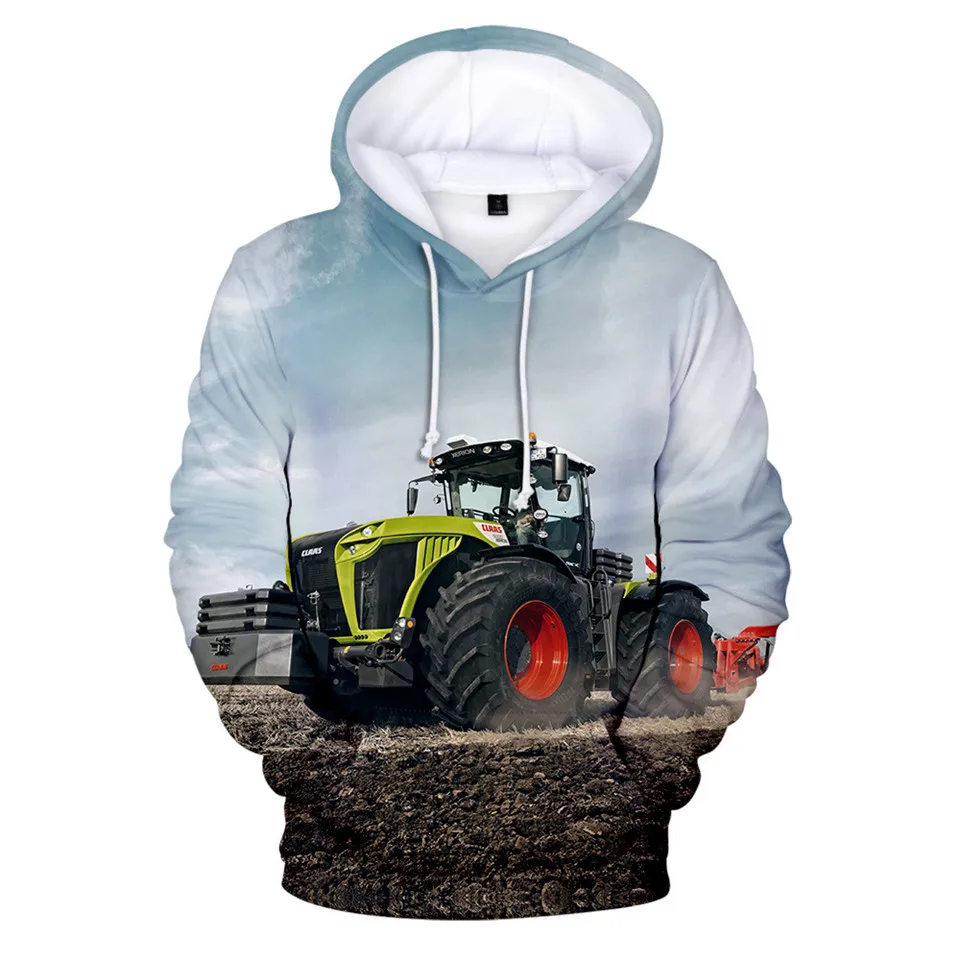 Sudaderas con capucha para niños de 2 a 14 años, sudadera con estampado 3D de Tractor, abrigos de dibujos animados de camión Harajuku, ropa para niños