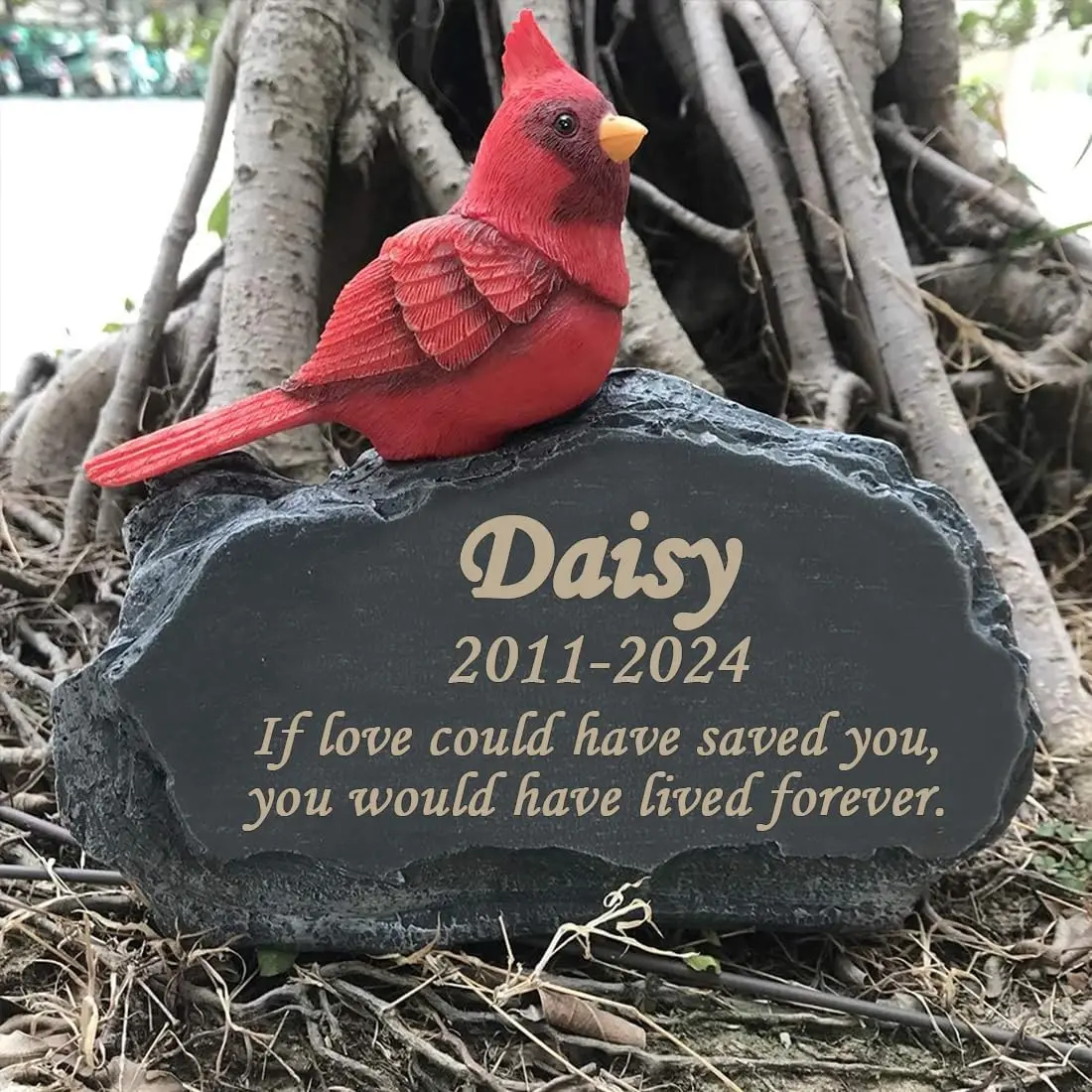 Personalized Pet Memorial Stone, Custom Dog Memorial Stone, Cat Memorial Stone by Waterproof Resin, Dog Loss Gift (Cardinal A)