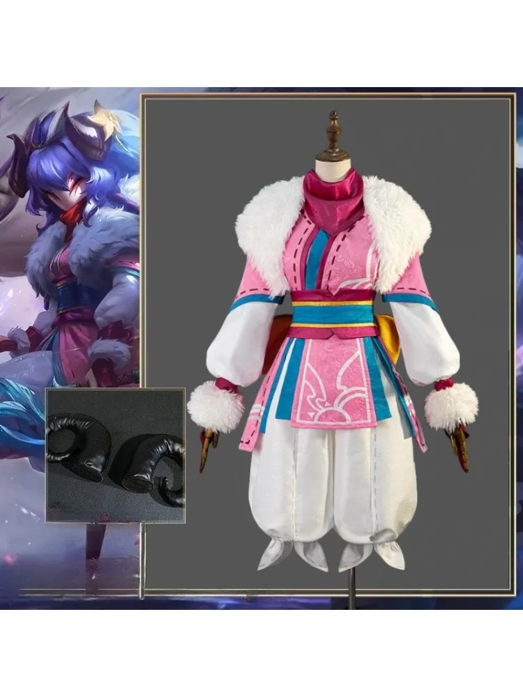Game LOL Spirit Blossom Eternal Hunters Kindred Cosplay Kostuum Volledige set uniform met masker Halloween Party Rollenspel Kleding - afbeelding 2