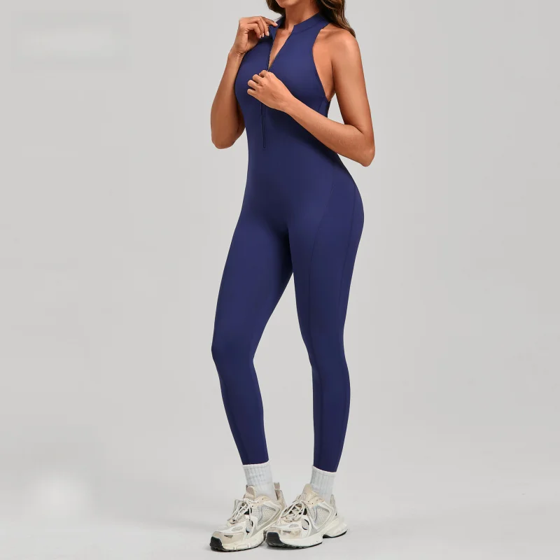 Spring Summer One-piece Zippered Yoga Jumpsuit Beauty Back Running Fitness Gym Clothes Woman Bodysuit Workout Clothes Sportswear