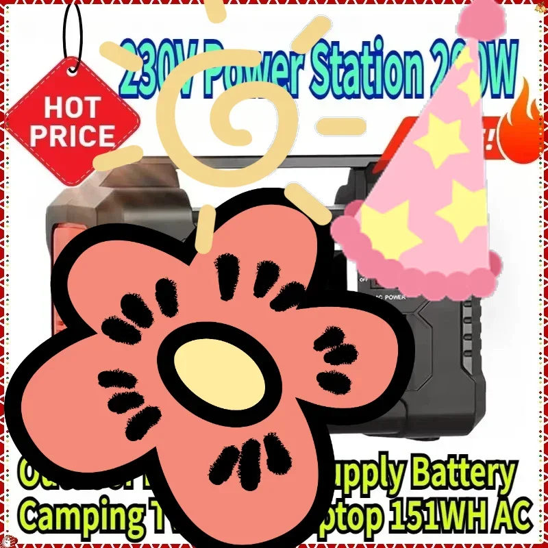

Outdoor Emergency Supply Battery Camping TV Drone Laptop 230V Portable Power Station 200W Solar Generator 151WH AC