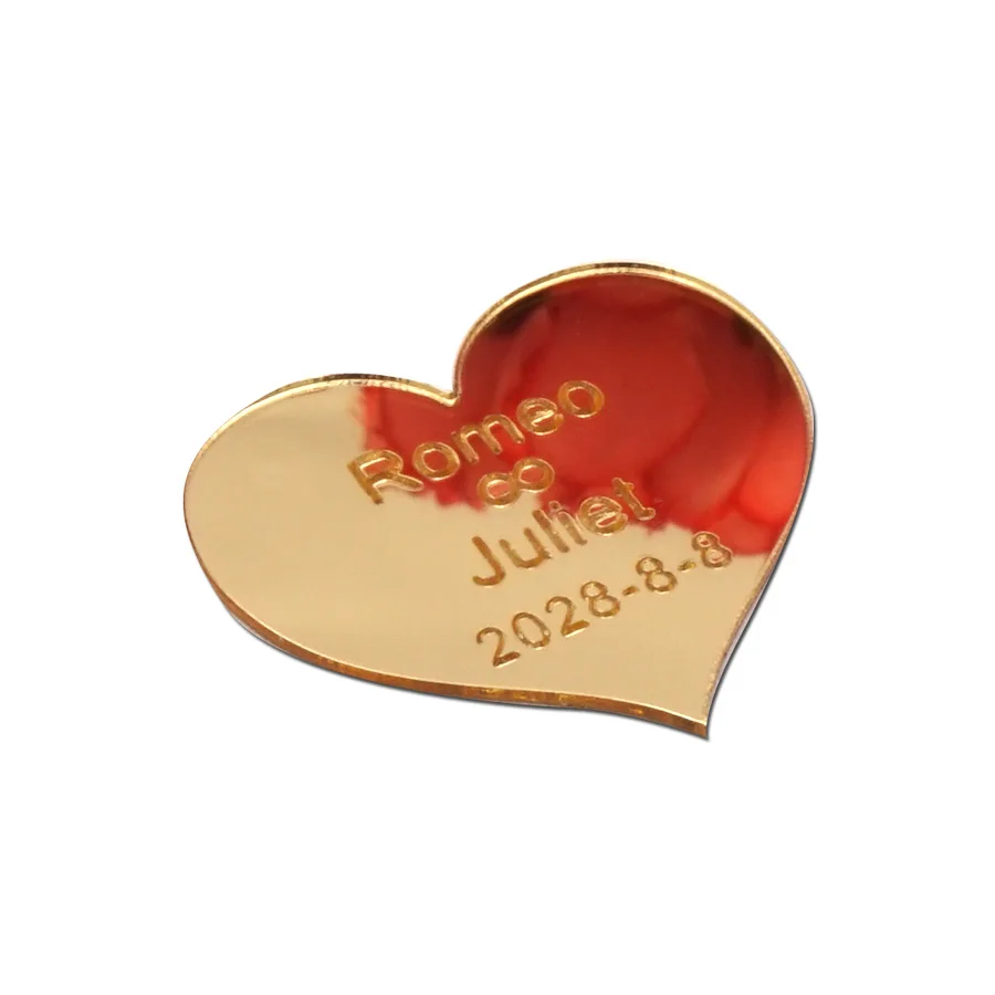 30szt Cute Hearts Shape Personalized Name Date Party Gift Home Decoration Acrylic Mirror Sticker Spersonalizowany wystrój pielenia