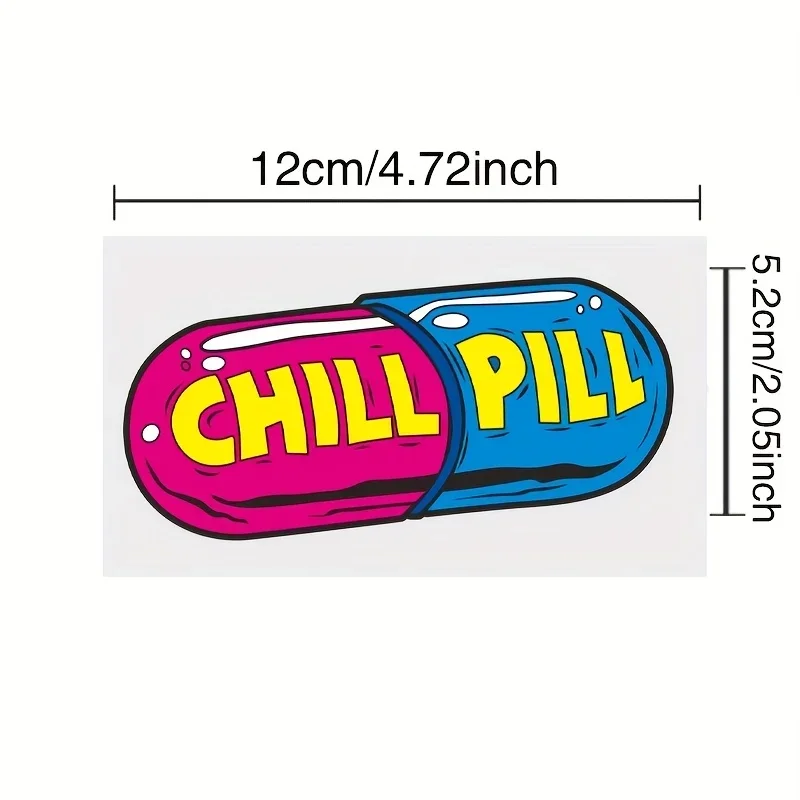 1PC Eye-catching "Chill Pill" Sticker for Car & Motorcycle, Unique Pill Design Decal for Vehicle Decoration