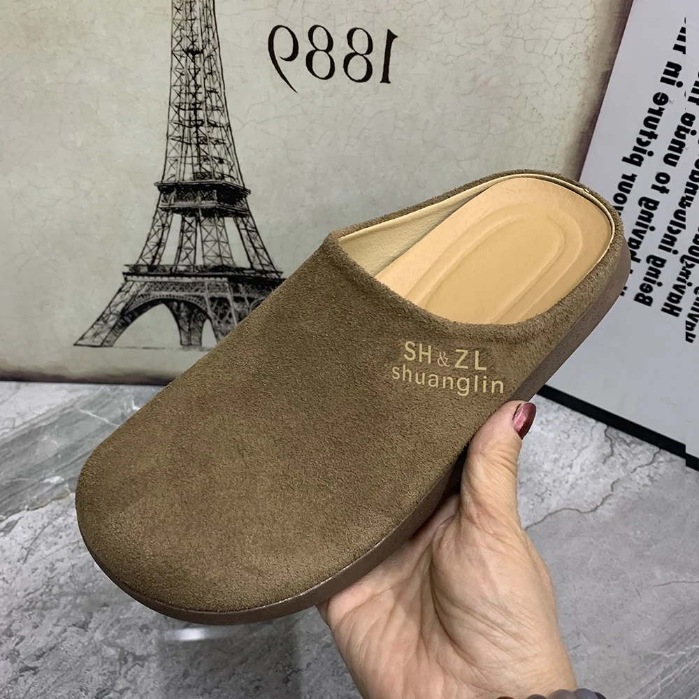 Mode Vrouwen Slippers Lederen Platte Vrouwen Schoenen Plus Size Casual Half Slippers Vrouwelijke Designer Mullers Zomer Vrouwen Sandalen