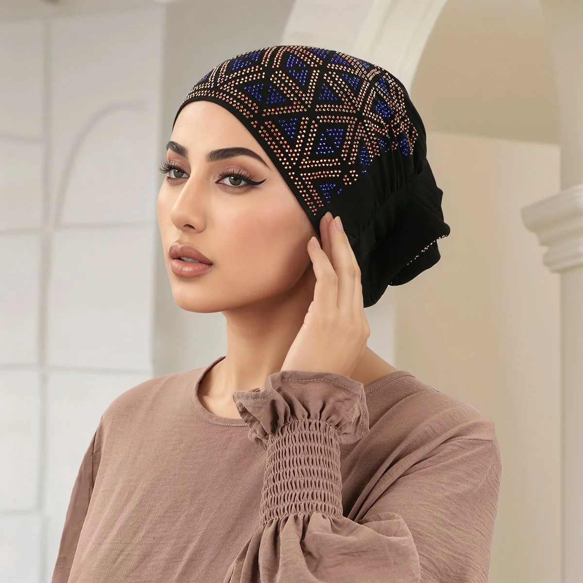 

Роскошный нижний шарф с бриллиантами, мусульманский внутренний хиджаб, шляпа, женский капот, шапочки, химиотерапия, головной платок от выпадения волос, повязка на голову, Turbante Mujer