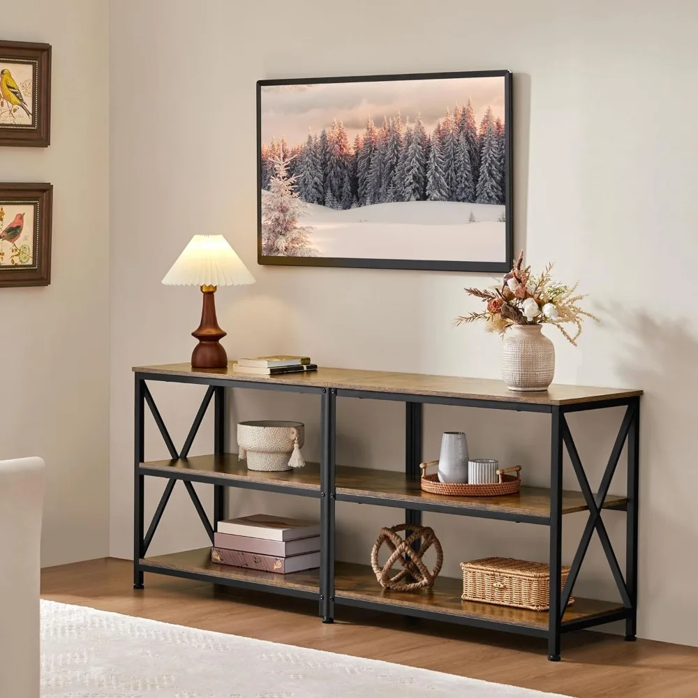 TV Stand for 65 Inch TV, Farmhouse Entertainment Center for Living Room, 55 Inch TV Media Console Table, Bedroom Shelves