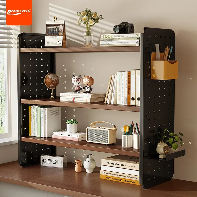 Aoliviya mesa de estantes estante buraco placa armazenamento estudante casa computador organizador prateleira layereda2