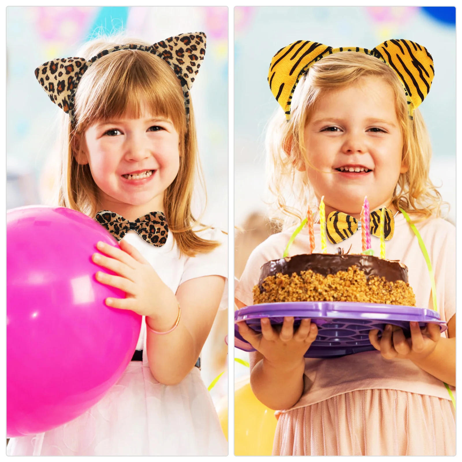 6 szt. Opaski na głowę z uszami zwierząt, muszki, ogony, rekwizyty do kostiumów dla dzieci i dorosłych, na imprezy cosplay, kreskówkowe opaski, akcesoria do włosów