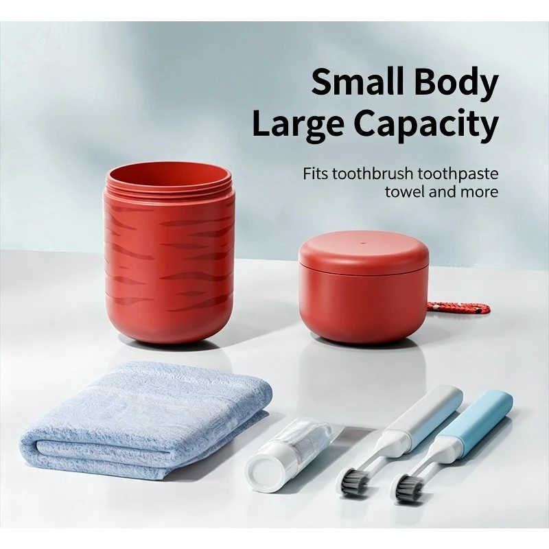 Travel Portable Wash Cup Toothpaste Toothbrush Storage Box Single Person Travel Toiletry Kit With Lanyard
