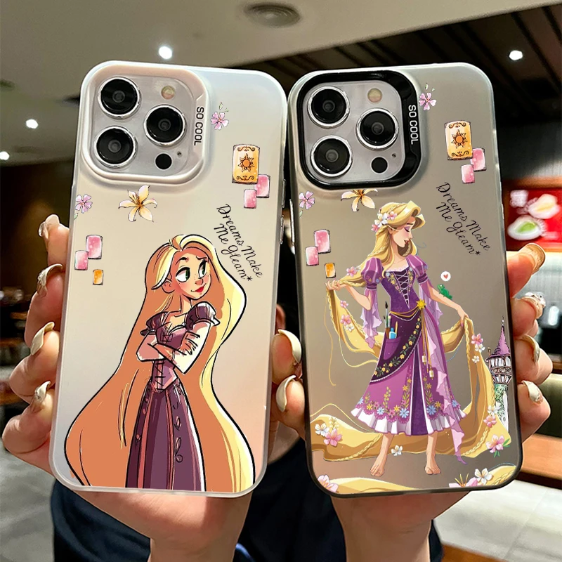 Girl Disney Tangled Rapunzel For Apple iPhone 15 14 13 12 11 XS XR X Pro Max Plus Colorful Silver Cover Phone Case