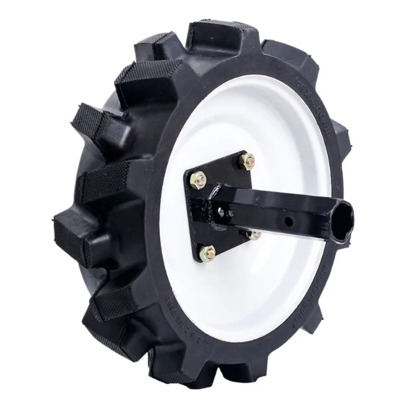Tubeless Solid Tiller Tail Wheel Assembly Anti-Puncture Wear Resistant Walking Tire with Shaft for Rotary Cultivator