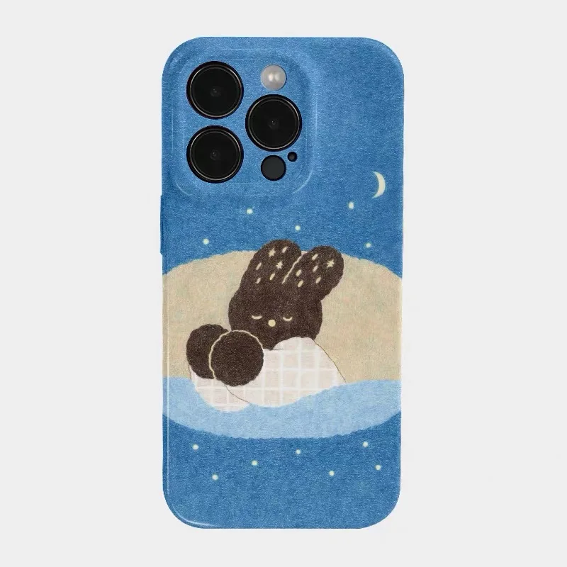 

Blue Oil Painting Goodnight Little Rabbit Phone Case for IPHONE 17Air 16E 15PROMAX 14Plus 13 12 MINI 11 XR Acrylic Phone Cover