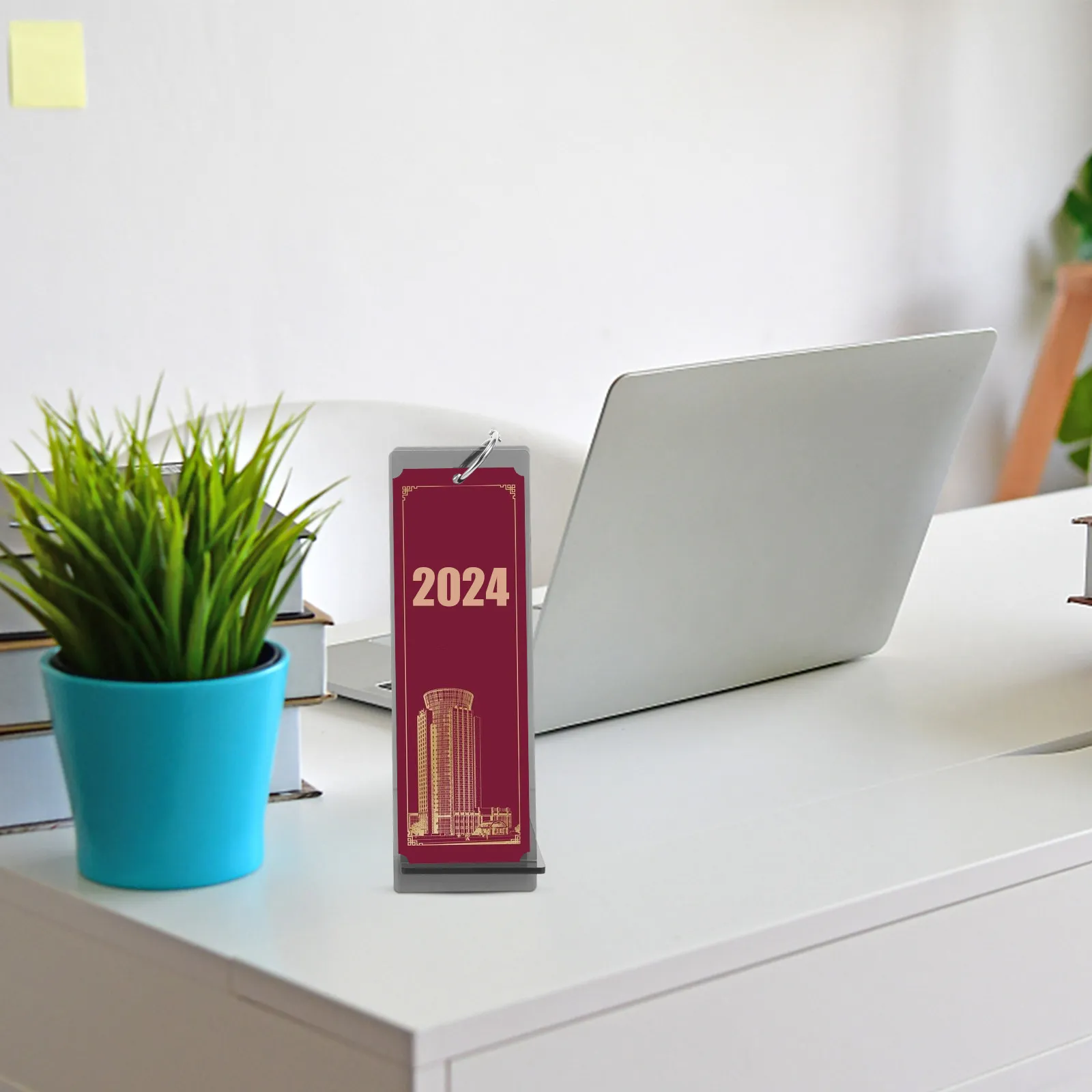 

Dragon Year Tabletop Calendar Holder Flip Desktop Calendar Rack Stand for Office Home School Decor Calendars Display Bracket