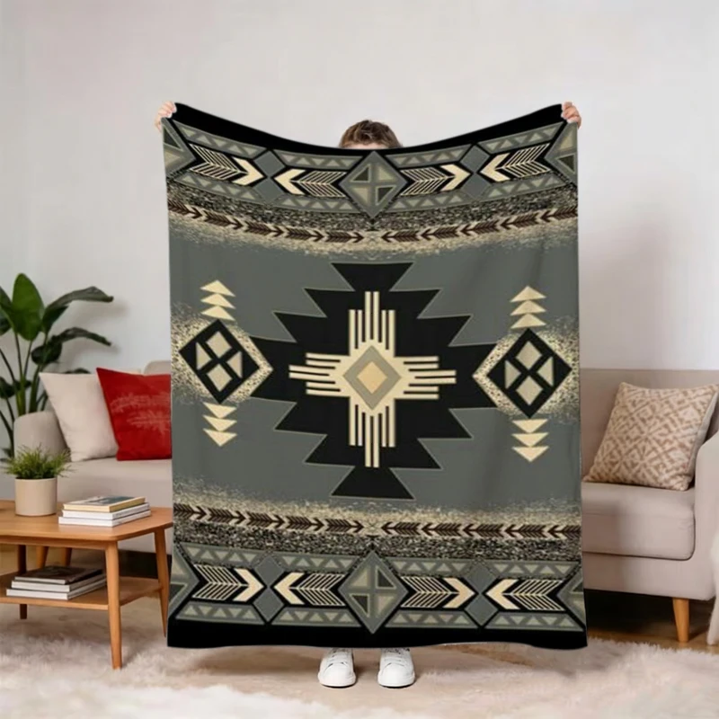 Bold Tribal Medallion Throw Blanket Casual Lounge Guest Den Office Reading Spot Blanket Bedroom Sunroom Guest Quarters Gifts