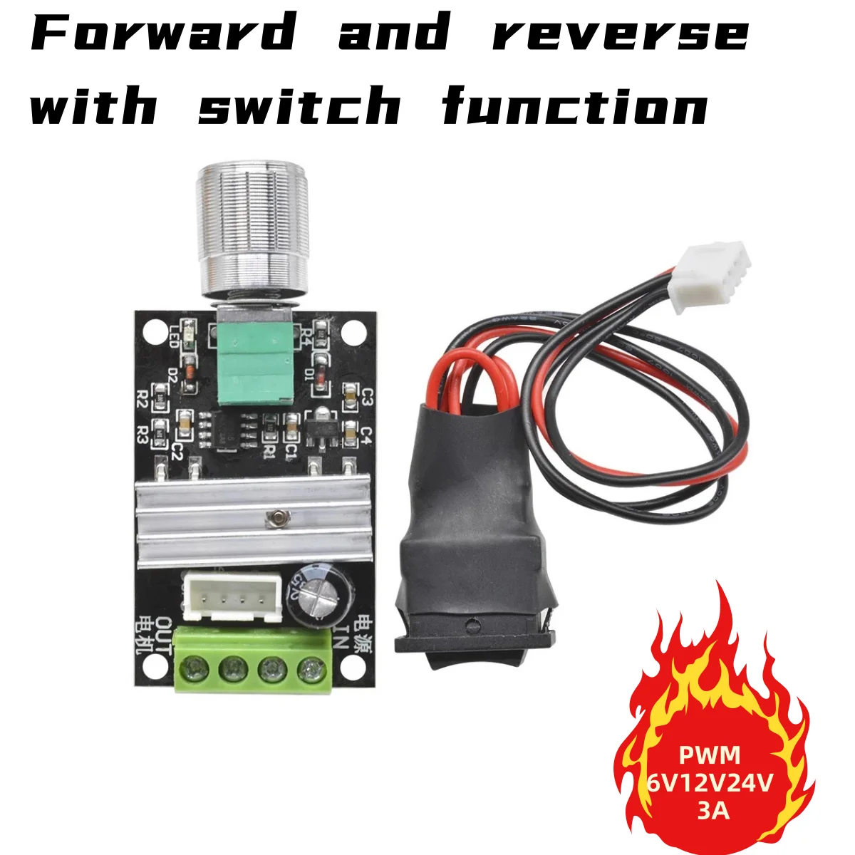 PWM DC Motor Governor Positive And Negative Transfer Band Switch Function 6V12V24V 3A Speed Control Switch