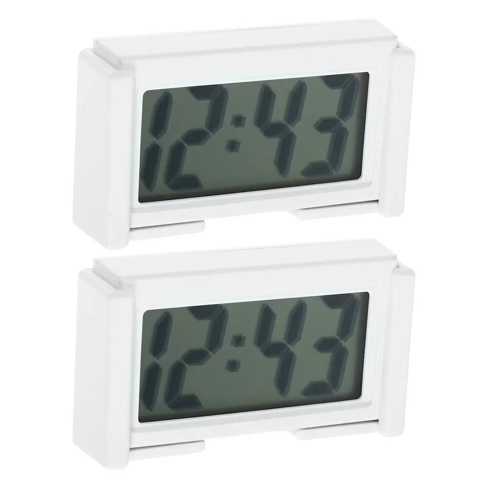 

2pcs Mini Portable For Students Silent Desktop Travel Clocks Electronic Car Clock Small Stick On Dashboard Clocks