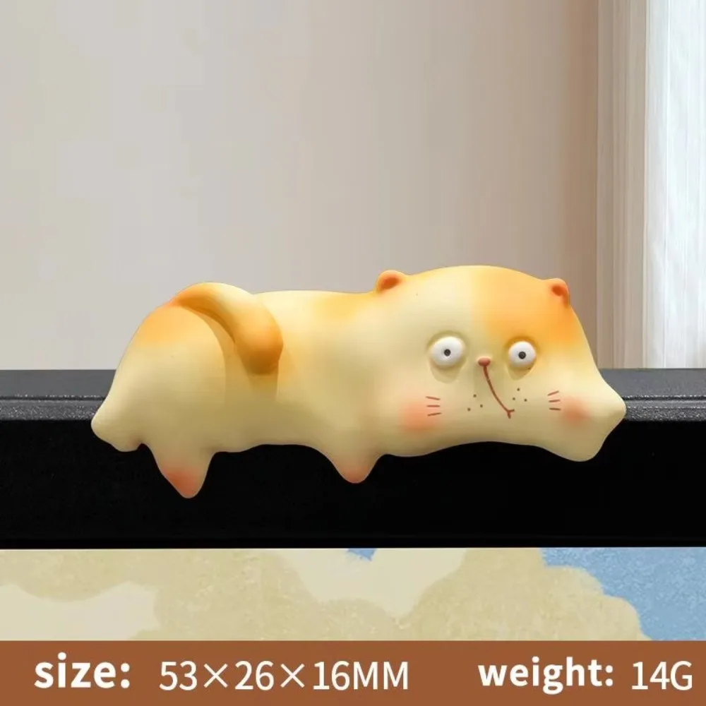 Cartoon Design Cat Monitor Ornament Home Decoration Cute Mini Chubby Cat Figure Resin Office Desk Cat Figurines Center Console