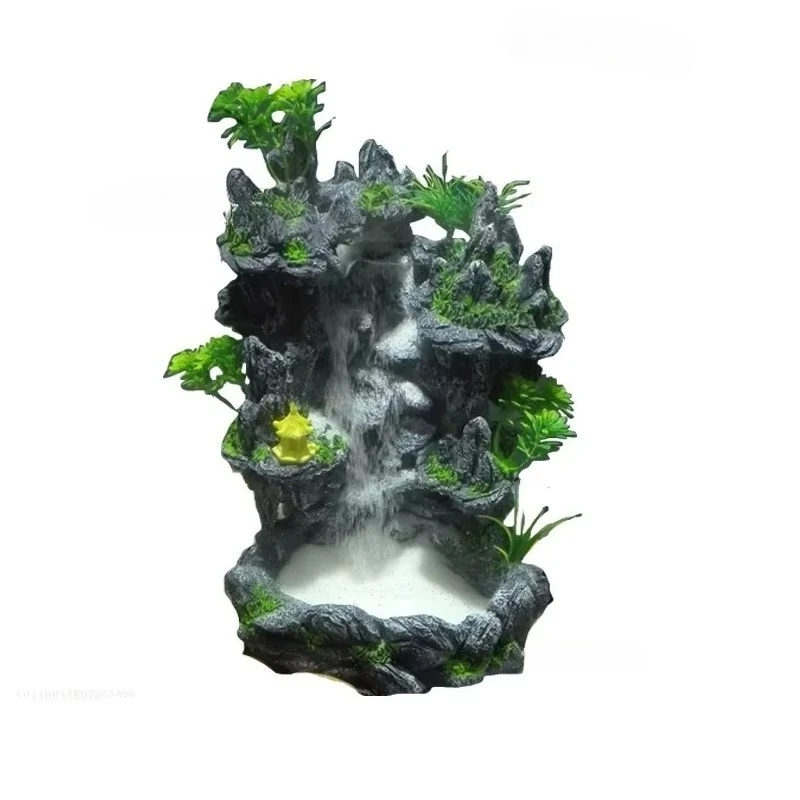 DIY Aquarium Landscaping Rockery Kit, Finished Quicksand Waterfall Decor for Grass Carp Fish Tank
