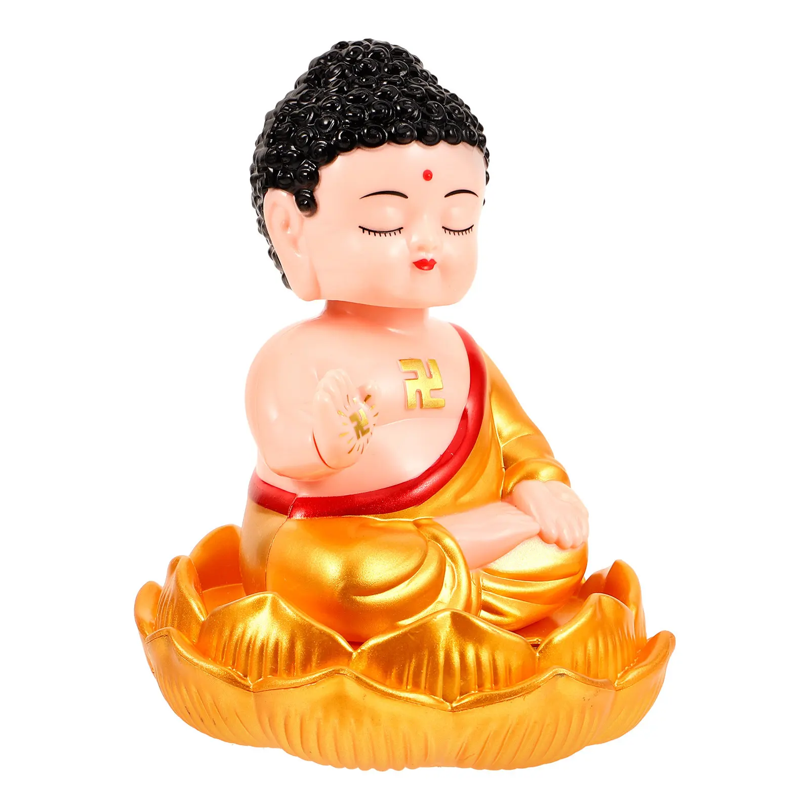 Solar Powered Buddha Car Ornament Plastic Desktop Decor for Dashboard Home Living Room Garden Balcony Bedroom Table Shelf Sofa