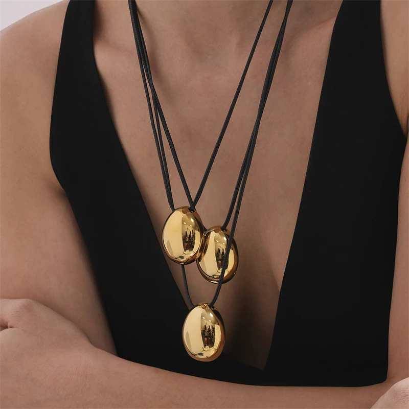 

Ourfuno Minimalist Stainless Steel Geometric Pendant Necklace For Women Adjustable Long Rope Chain Necklace Fashion Jewelry Gift