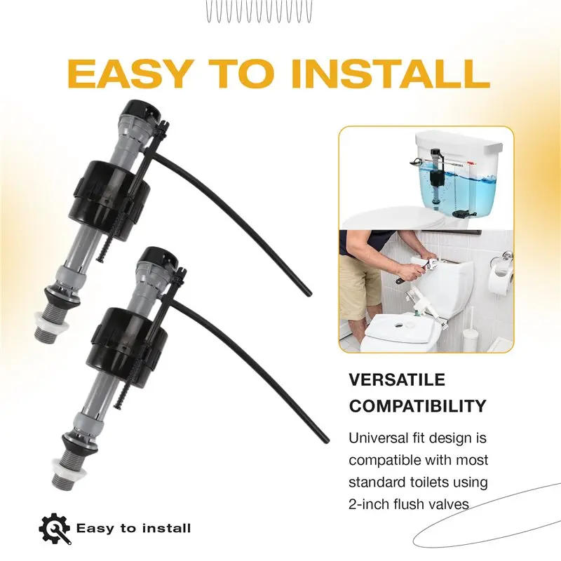 NEW HOT In Stock-2 Pcs Universal Toilet Fill Valve Replacement Kit, Adjustable 2-Inch Flapper, Inside Tank Toilet Repair Kit