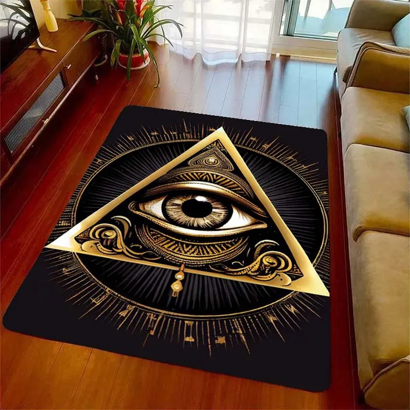 All Seeing Eye Masonic Mystery Golden Eyes Area Rugs for Living Room Bedroom Decoration Children Play Room Mat Anti-slip Carpets