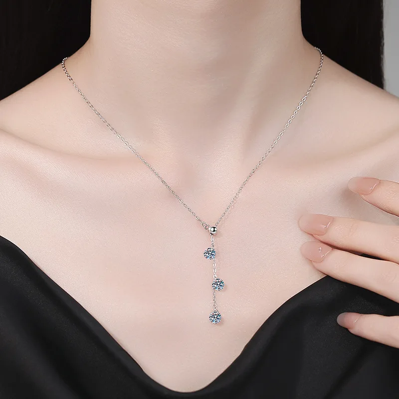 Smyoue 5 مللي متر جميع مويسانيتي قلادة قلادة للنساء تألق مختبر كلاسيكي خلق سلاسل الماس 925 فضة مجوهرات #4