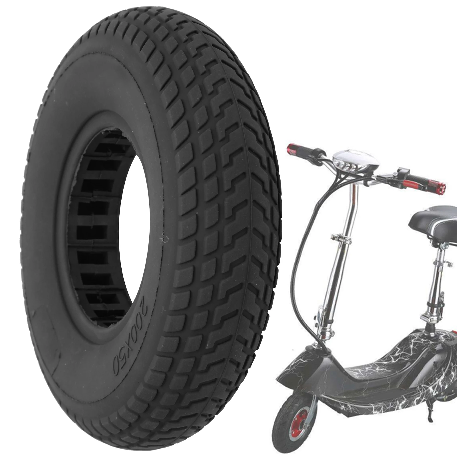 Explosion-Proof Electric Scooter Tyre, Hollow Out Damping Tyre, 200x50mm Durable Hollow Out Damping Rubber Tire for Smooth Ride