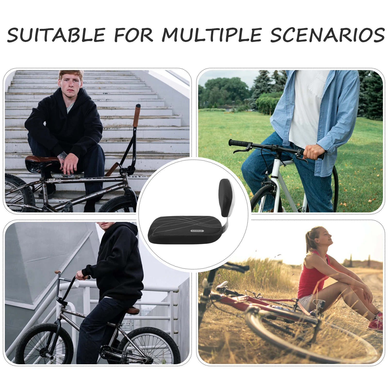 

Mountain Bike Seat Cushion Kids Rear Bicycle Backrest Thick Sponge Suitable Adults Children Easy Install Standard Racks Most