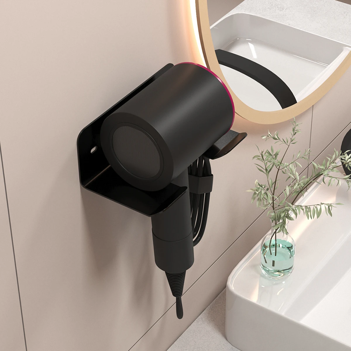 1pc white/black hair dryer storage rack wall mounted hair dryer bracket straightener bracket bathroom rack bathroom storage rack gallery 3