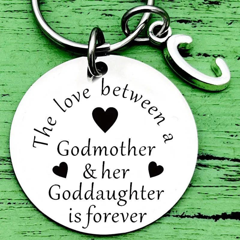 Godmother and Goddaughter Dog Tag Keychain Jewelry Key Chain Pendant Keyring