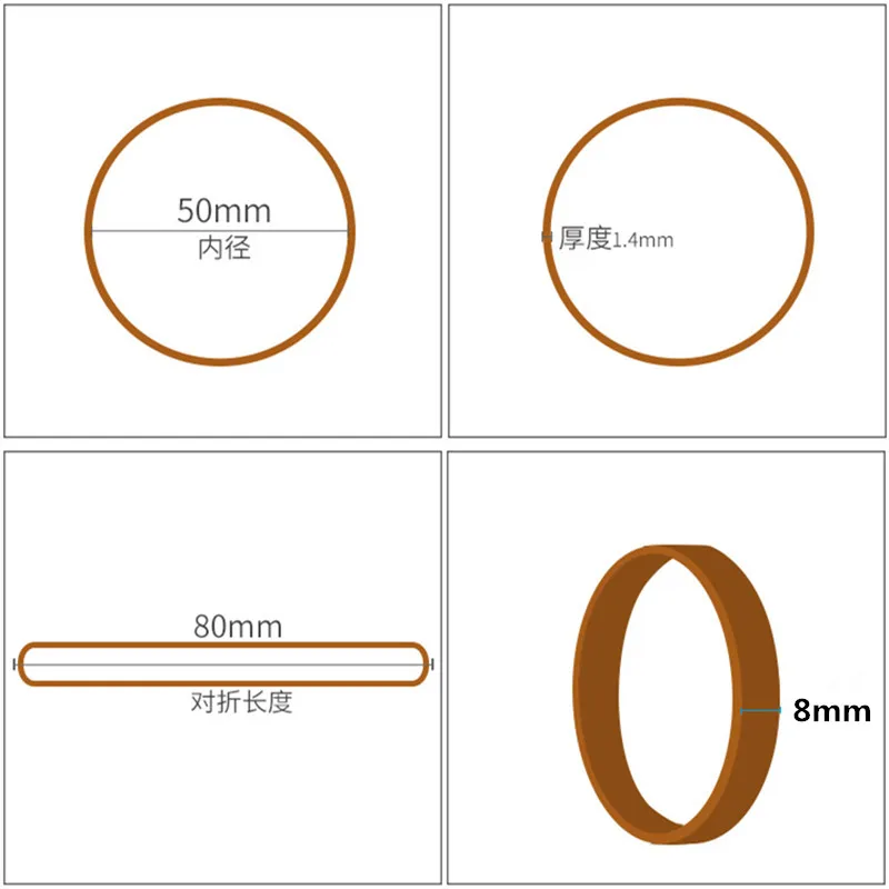 100Pcs Ban Nhạc Cao Su, 50*3Mm Ban Nhạc Đàn Hồi Ngân Hàng Giấy Hóa Đơn Nhà Tiền Văn Phòng Căng Ra Ban Nhạc Mạnh Mẽ Ban Nhạc 50*8Mm