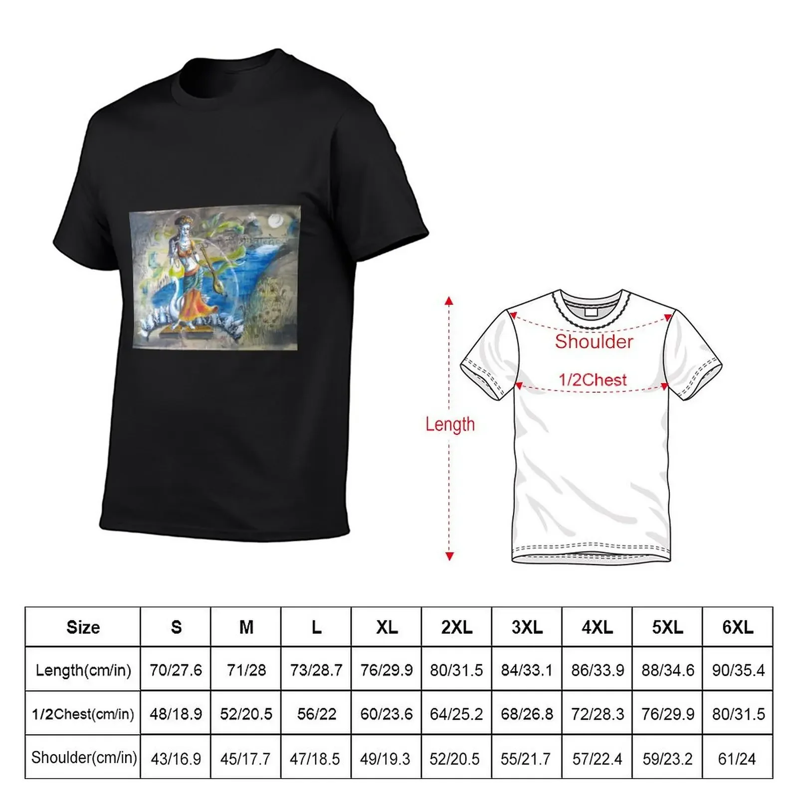 Saraswati by Moon T-Shirt plus size clothes cotton graphic tees heavyweights slim fit t shirts for men