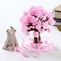 2PCS Crystallized Tree Desktop Ornament Sakura Magically Growing Tree Paper for Home Decoration Kid School Science Novelty Toys