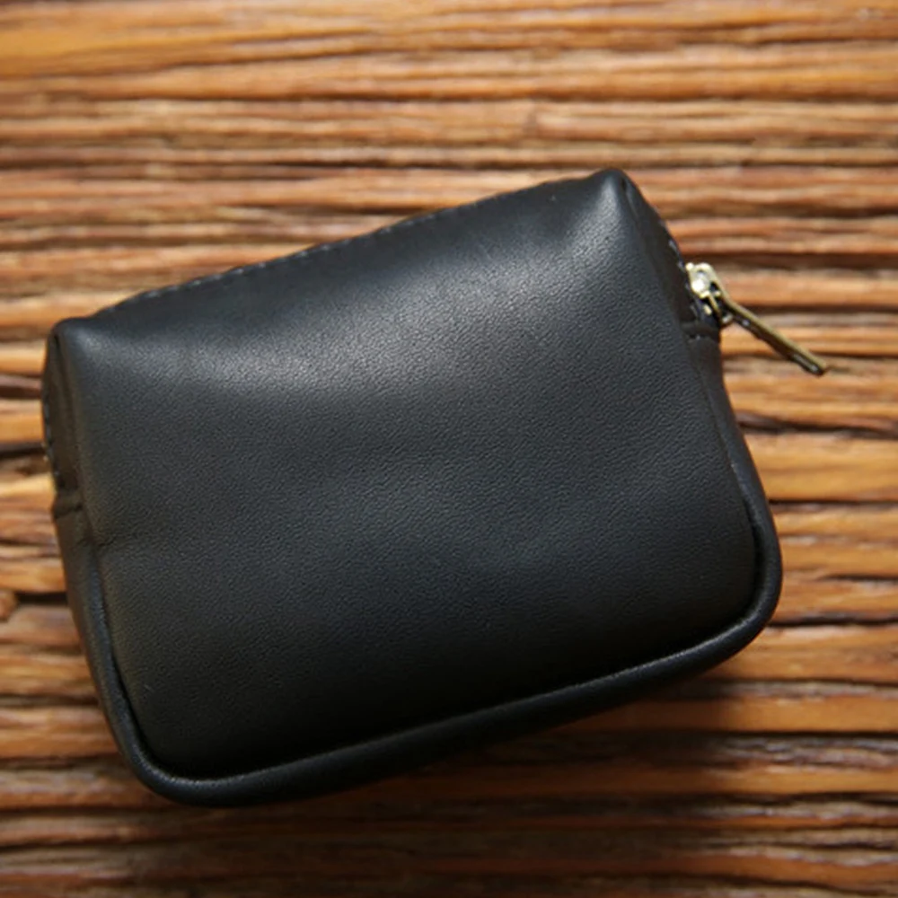 Leather Coin Purse,for Men&Women Vintage Handmade Zipper Coin Pocket,Case Card Holder,Money