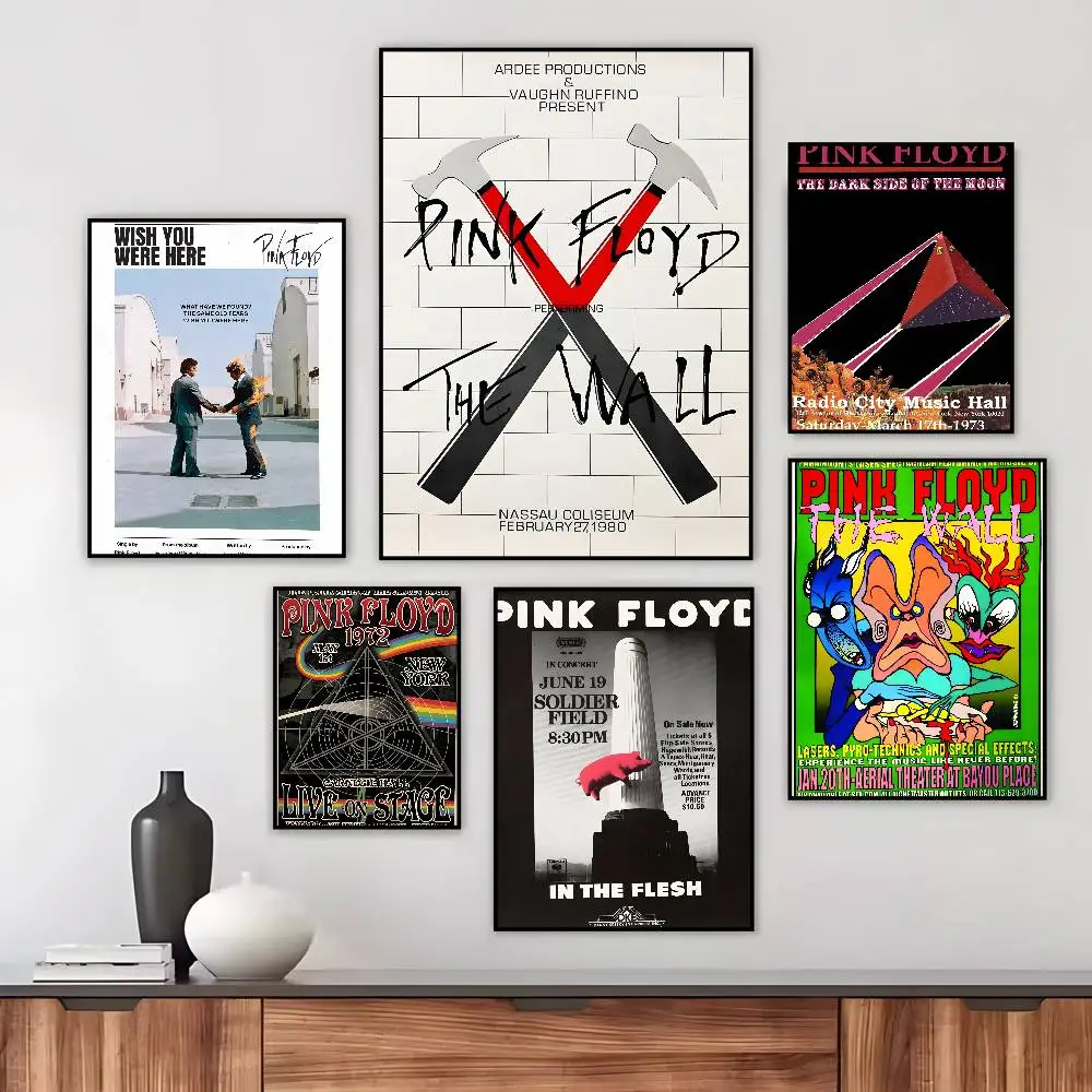 Rock Band P-Pink F-Floyd Band Poster Art canvas HD aesthetic Printing Paper Wall Art for Living Room Bar fashion Home Decor