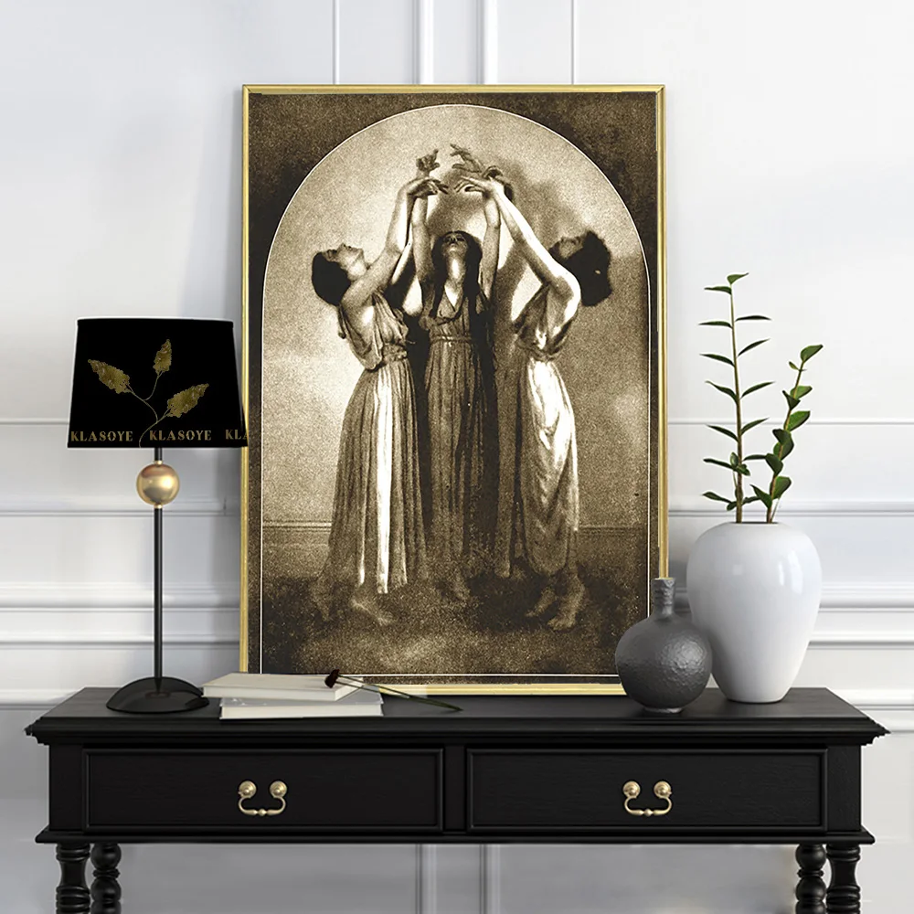 

Witch Coven Wicca Poster Sorceress Pagan Priestess Art Print Witchcraft Seance Wall Picture Antique Photo Canvas Painting Decor