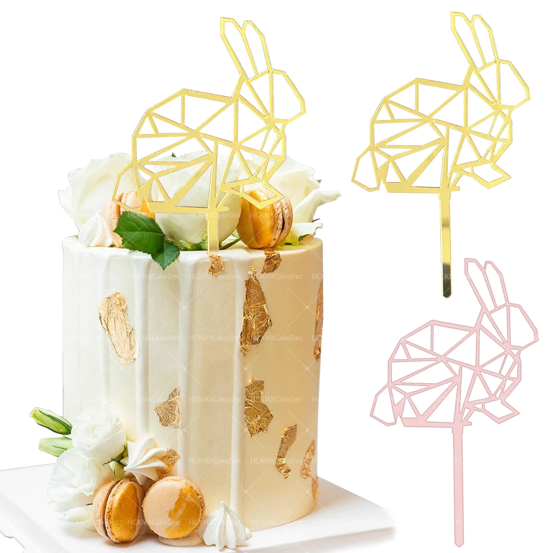 3 stücke Acryl Ostern Kreative Geometrische Kaninchen Kuchen Topper für Geburtstag Ostern Party Kuchen Dessert DIY Dekoration Lieferungen