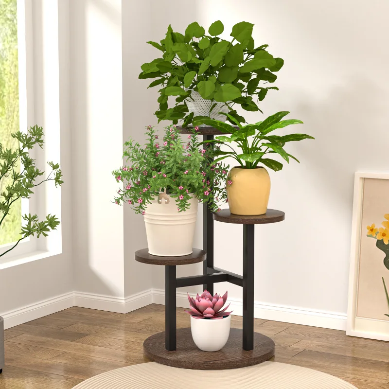 

Flower Shelf Indoor Living Room Flower Pot Frame Balcony Wrought Iron Home Simple Floor-to-ceiling Multi-layer Shelf