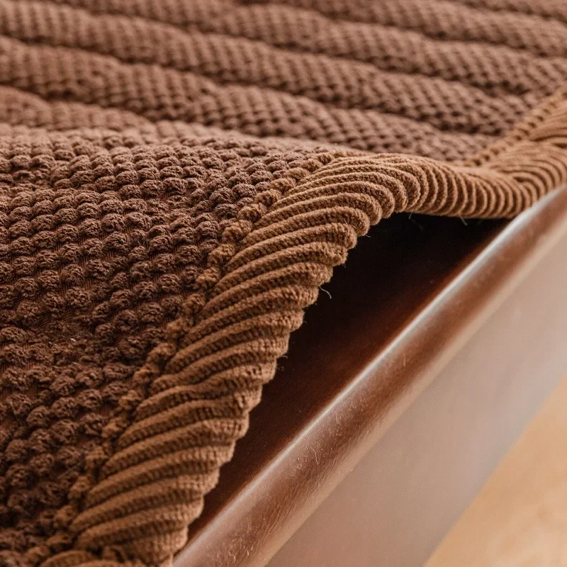 Thick Corduroy Sofa Cushion For Autumn Winter Anti Slip Solid Wood Sofa Seat Cushion Wear-Resistant And Durable Seat Covers Gray