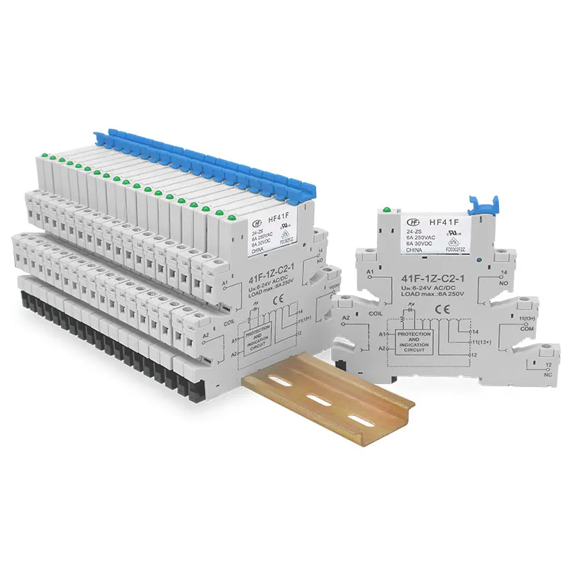 High Frequen Slim/SSR Relay DIN Mount with LED 6A 1CO Relay 41F-5-ZS 41F-12-ZS 41F-24-ZS 5V 12V 24V