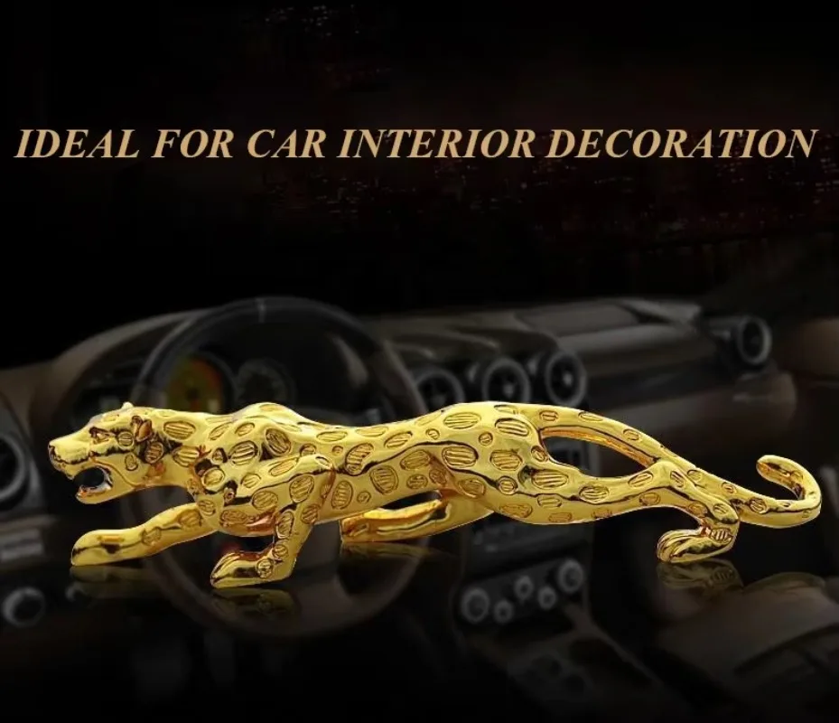 140 cm gold and silver leopard resin craft animal sculpture for home office and vehicle interior decoration