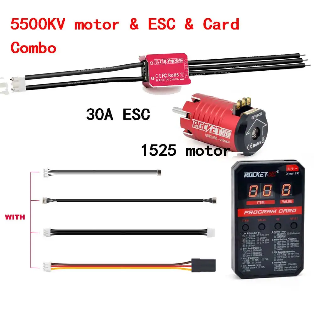ROCKET-RC Kiwami 30a Esc Mini1525 3500/4500/5500/6800kv Motor Sensorloze Borstelloze Combinatie Voor 1/28 1/27 Schaal Rc Auto 'S Muggenwagens - afbeelding 1