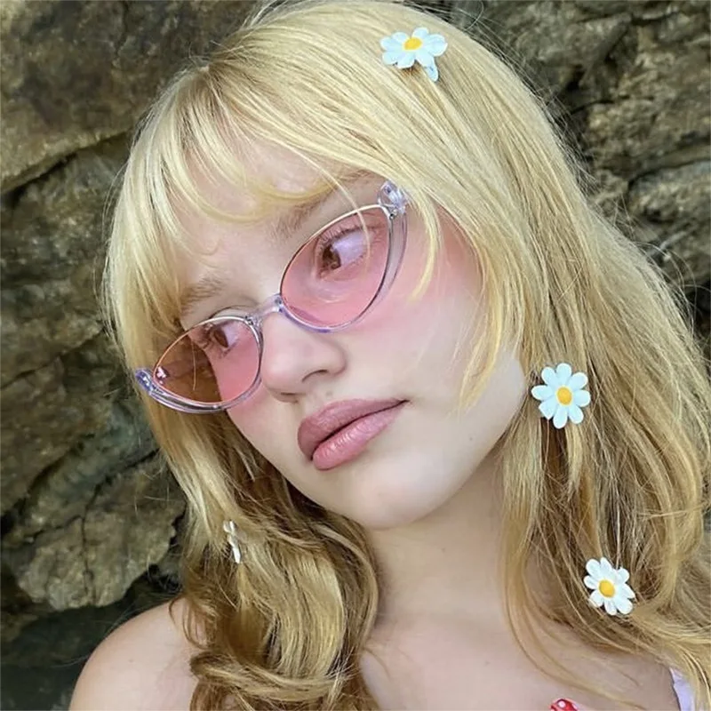 2 stücke Kleine Oval Leopard Sonnenbrille Frauen Cat Eye Halb Grenze Gläser Rahmen Mode Fahren Radfahren Sonnenbrille Shades Unisex